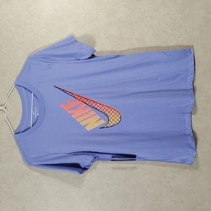 01541 Nike light blue S/S tee with yellow & orange swoosh L NWT